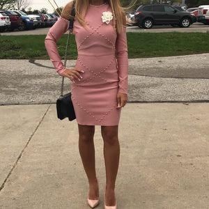 Cold shoulder long sleeve dress